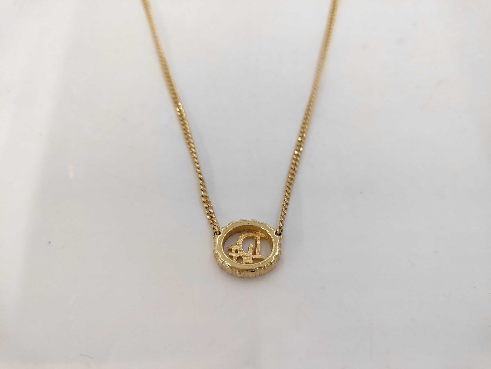 Dior GP Rhinestone CD Logo Gold Necklace