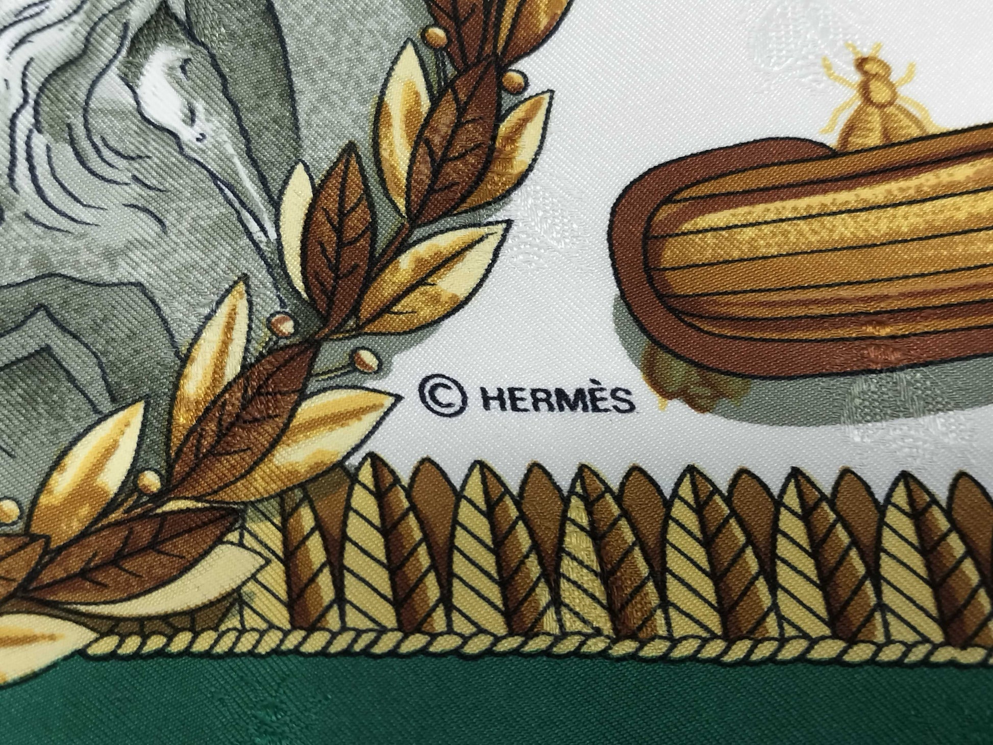 HERMES Silk Carré 90 NAPOLEON Napoleon Green Multicolor Scarf