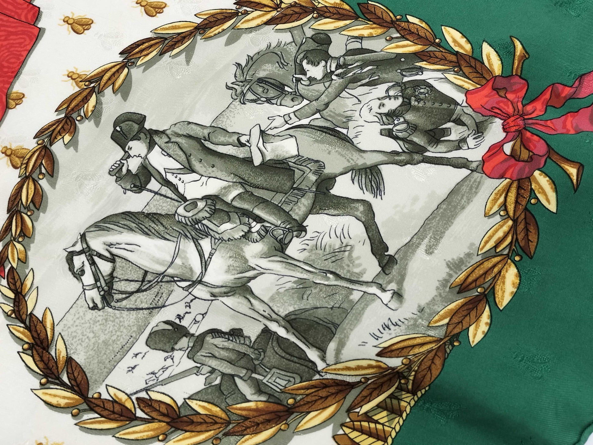 HERMES Silk Carré 90 NAPOLEON Napoleon Green Multicolor Scarf