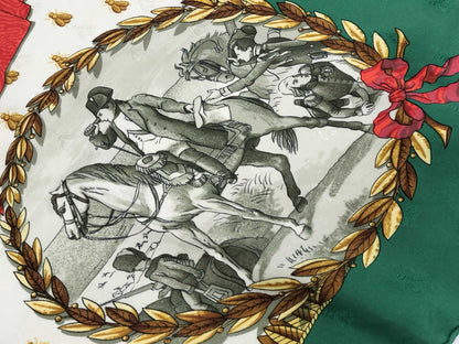 HERMES Silk Carré 90 NAPOLEON Napoleon Green Multicolor Scarf