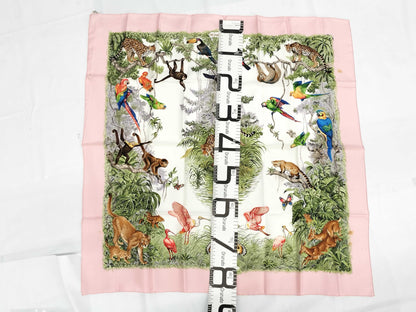 HERMES Silk Carré 90 EQUATEUR Equatorial Pink Multicolor Scarf