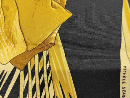 HERMES Silk Carré 90 TURBANS DES REINES Queen's Turban Scarf Black Brown