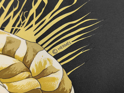 HERMES Silk Carré 90 TURBANS DES REINES Queen's Turban Scarf Black Brown