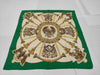 HERMES Silk Carré 90 Caty Scarf with Ancient Egyptian Scarab Pattern, Beige and Green