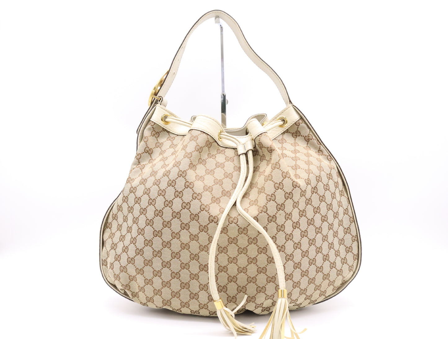 GUCCI 223951GG Canvas One Shoulder Bag Beige White Shoulder Bag