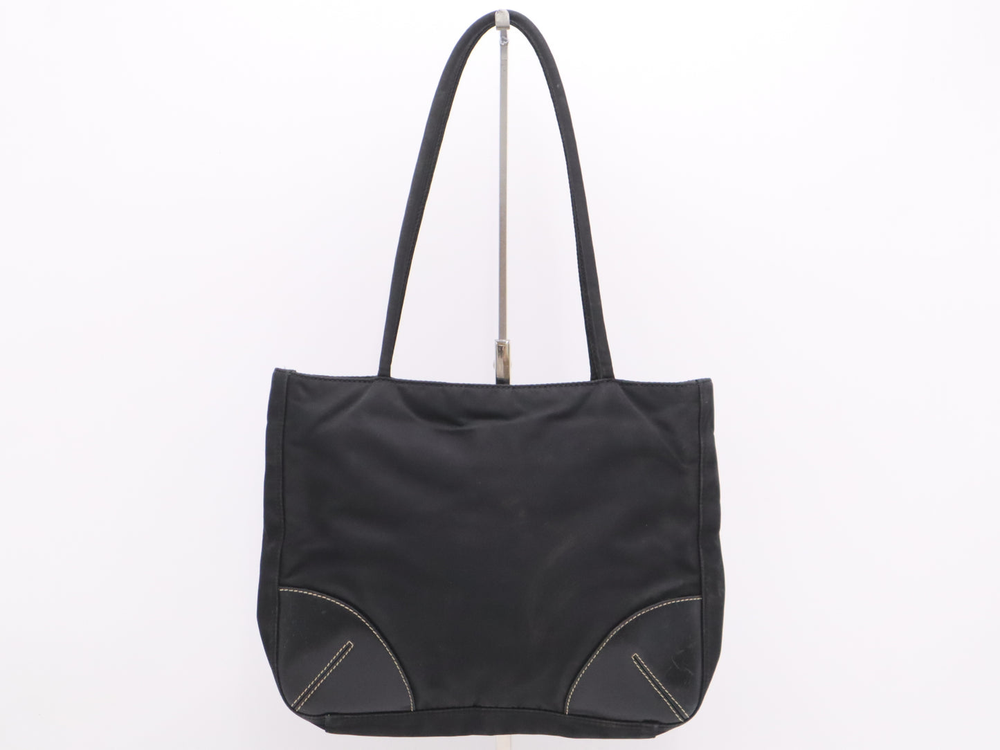 PRADA Nylon Triangle Logo Logo Bag Black Handbag