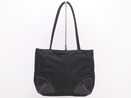 PRADA Nylon Triangle Logo Logo Bag Black Handbag