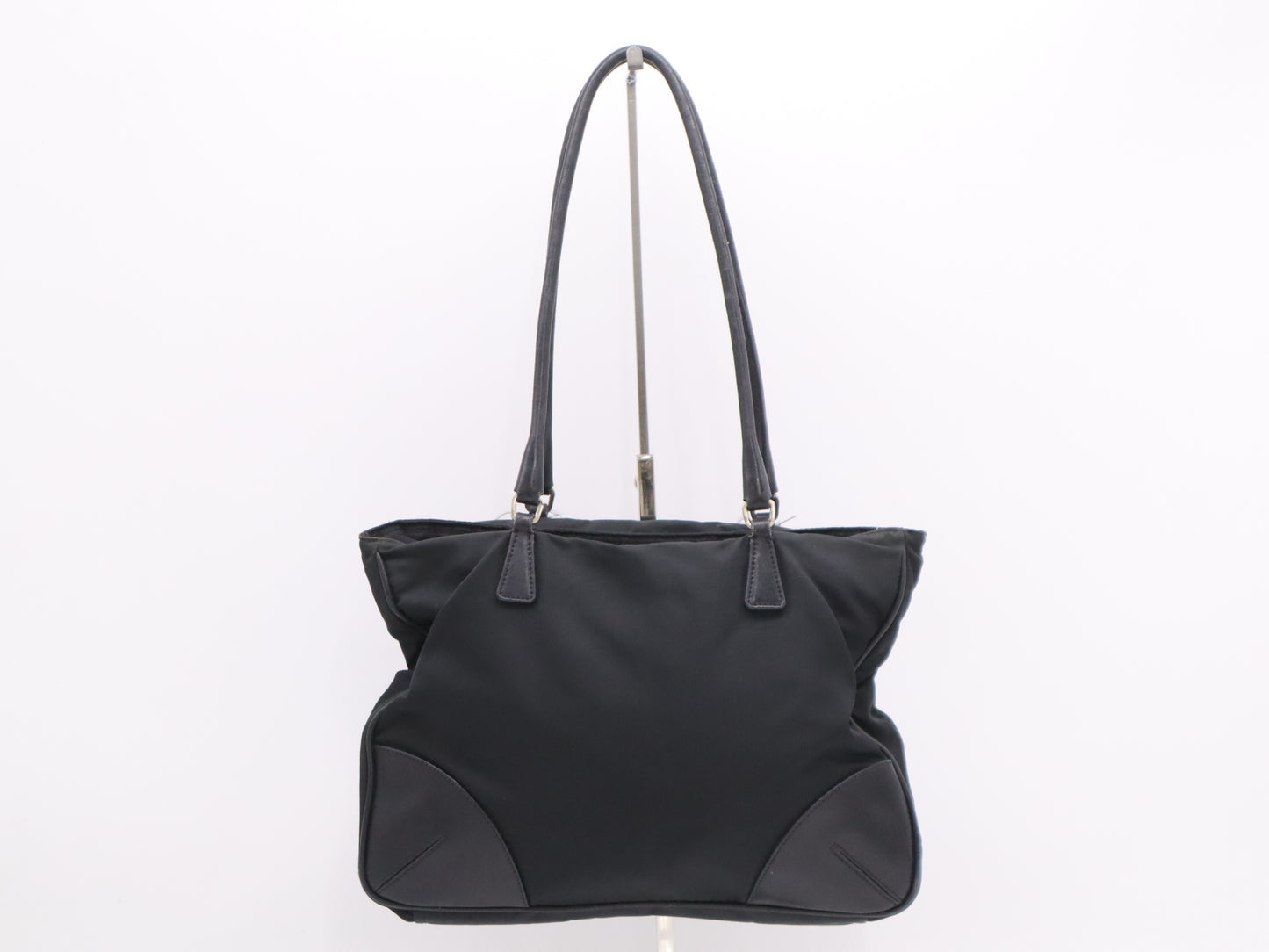 PRADA Nylon Triangle Logo Tote Bag Black Tote Bag