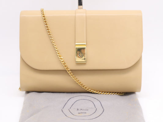 Dior Leather Logo Chain Shoulder Bag Beige with Storage Bag Shoulder Bag
