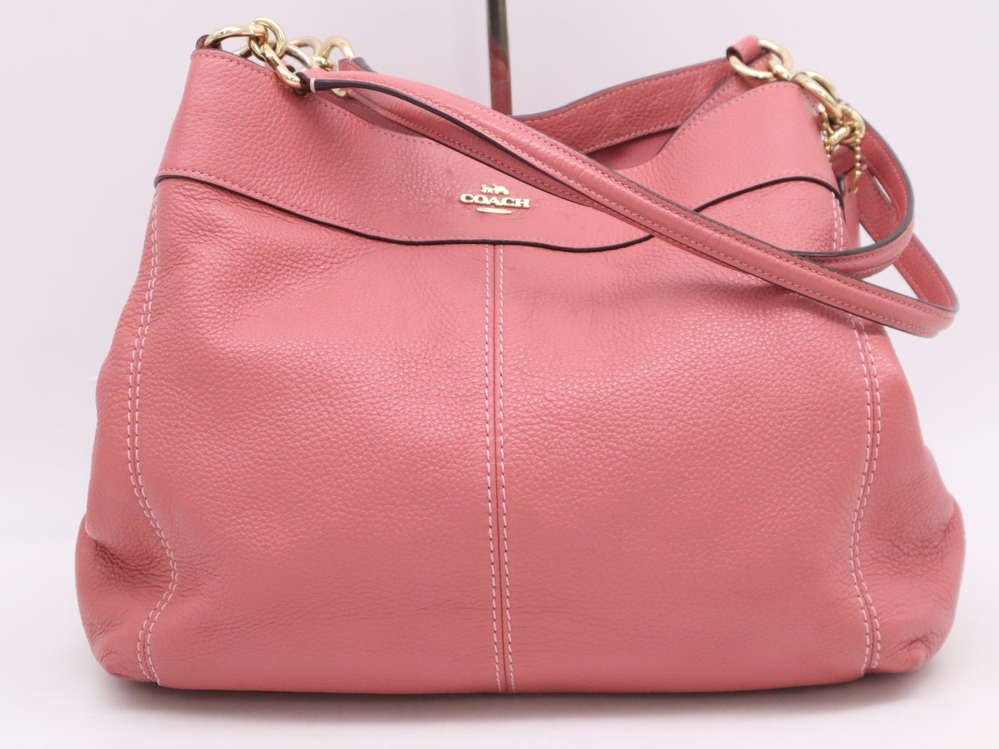 COACH Leather Logo Tote Bag Pink Tote Bag