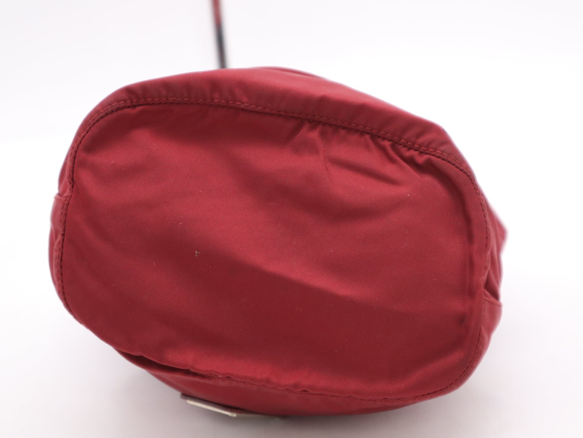 PRADA nylon triangle logo red pouch