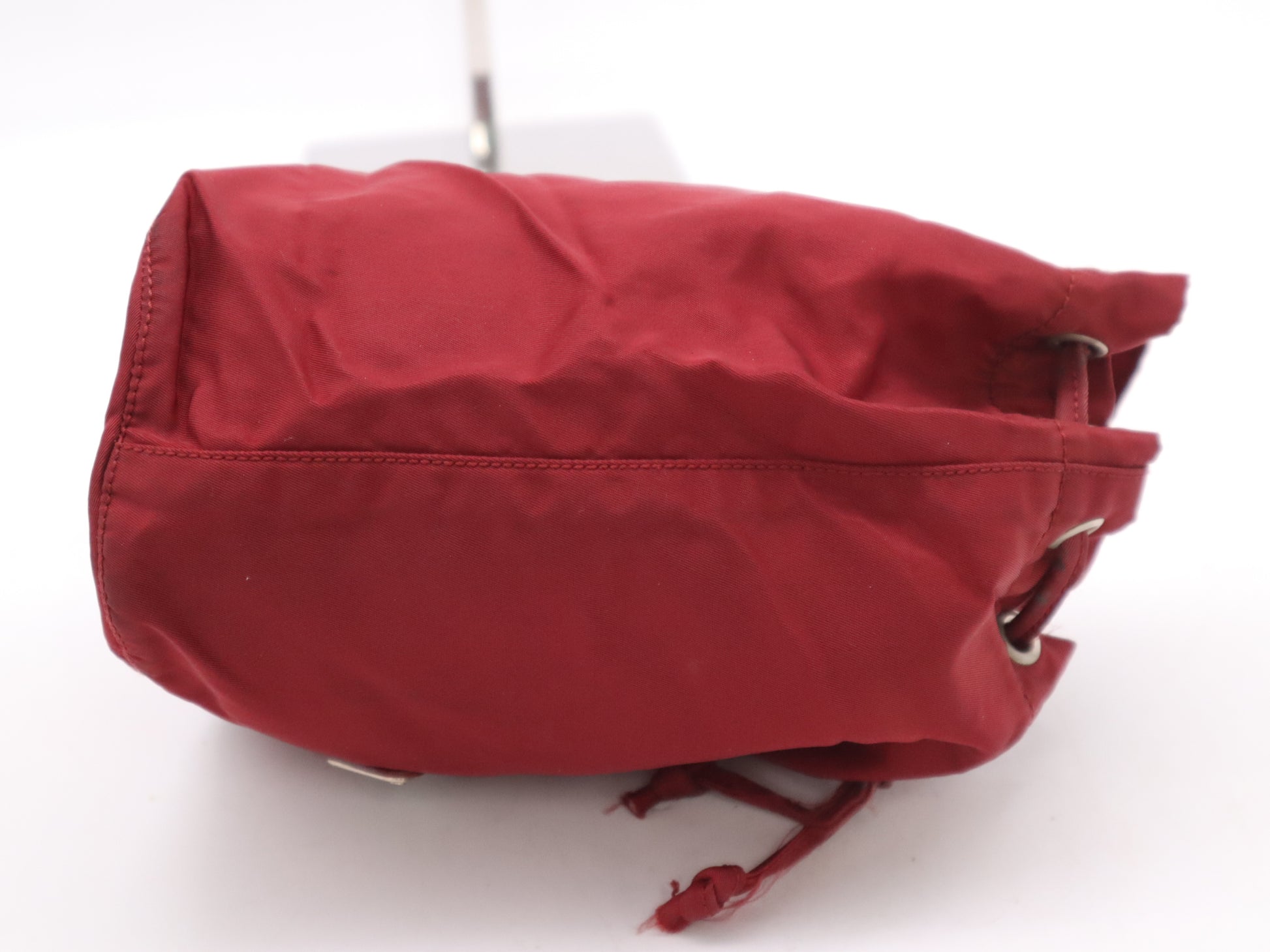PRADA nylon triangle logo red pouch