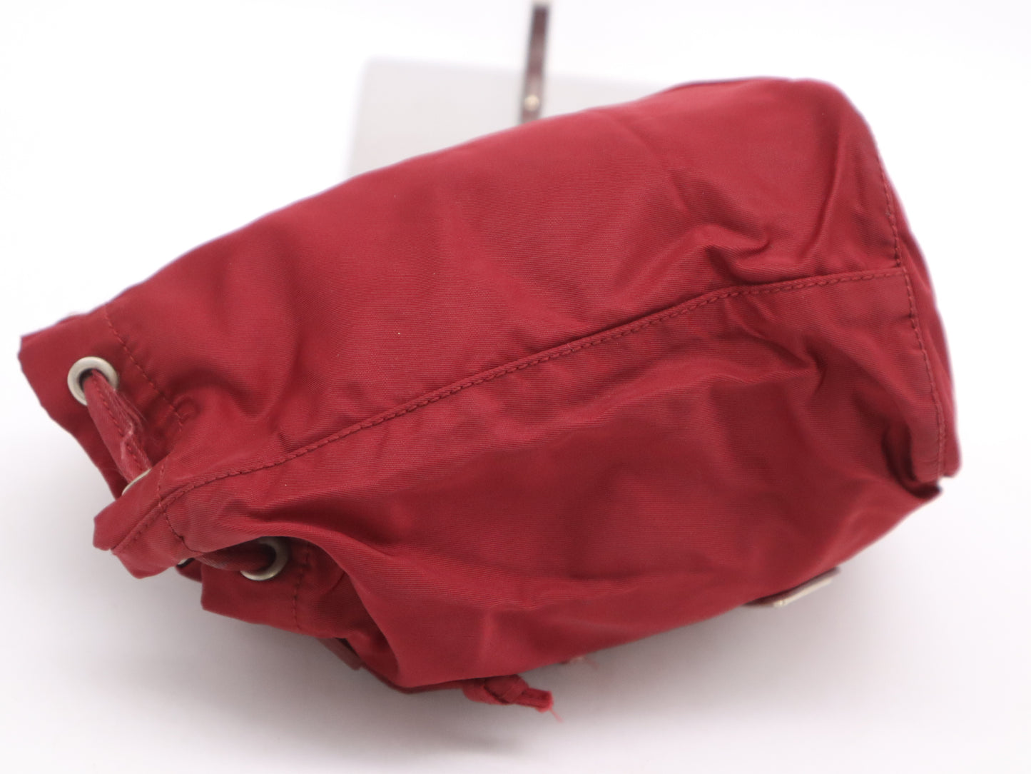 PRADA nylon triangle logo red pouch