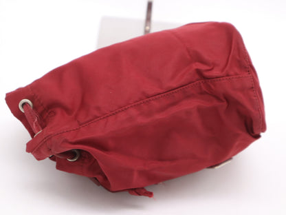 PRADA nylon triangle logo red pouch