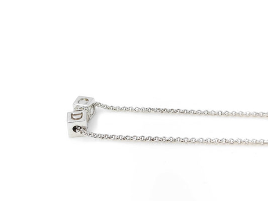 Dior SS Cube CD Logo Necklace Silver Necklace