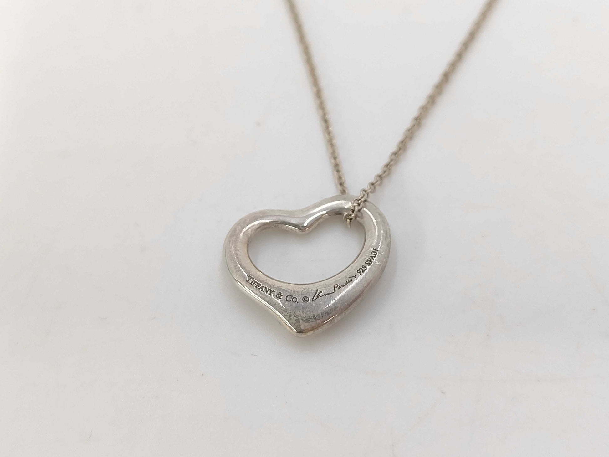 Tiffany & Co. SV925 Open Heart Necklace in Silver, with Box and Dust Bag