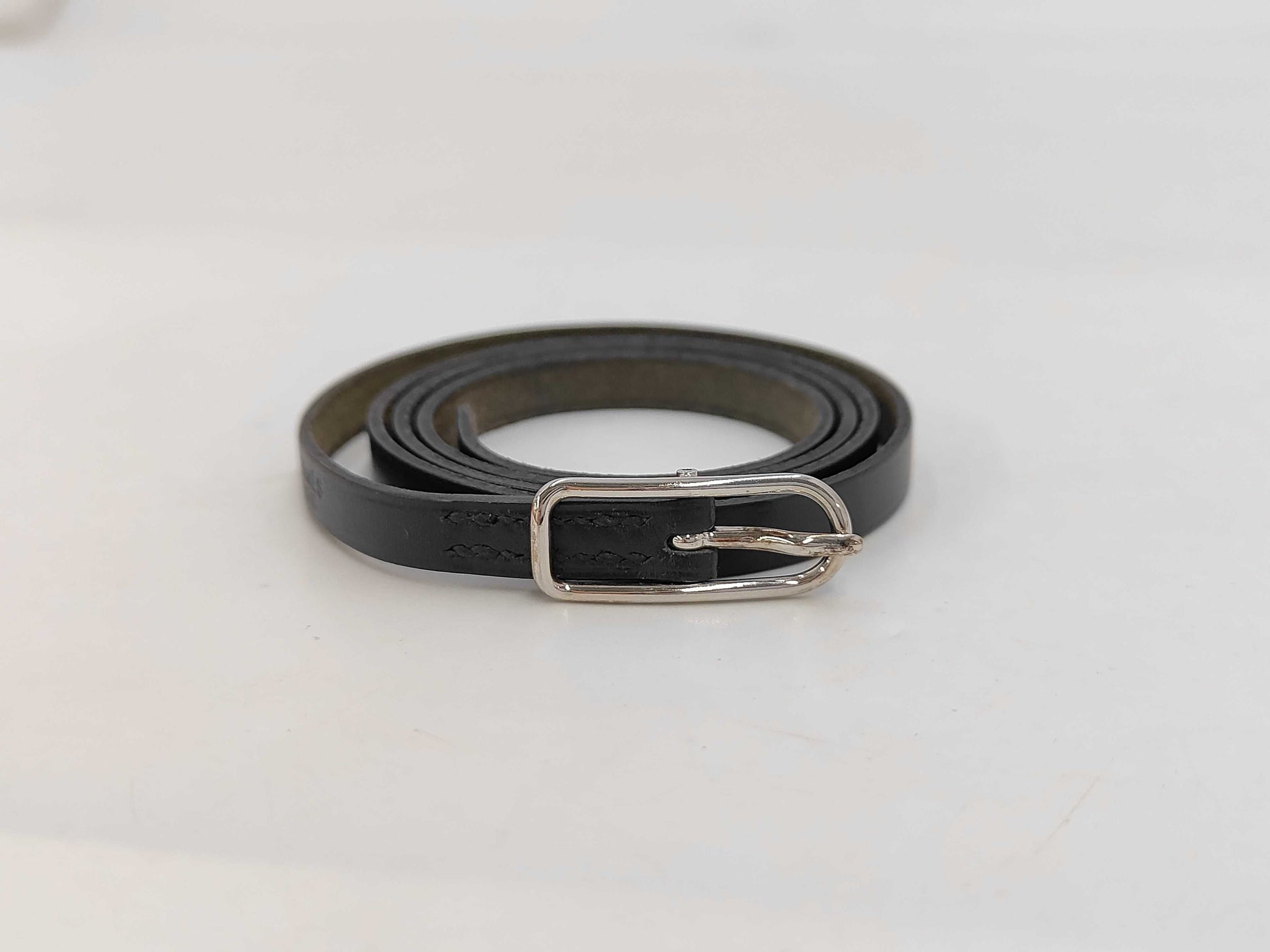HERMES Leather D Stamped API 4-Strand Bracelet Black with Box