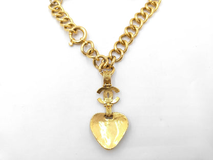 CHANEL GP Gripoa Coco Mark Necklace, Gold, Green, with Rice, 94A, Boxed