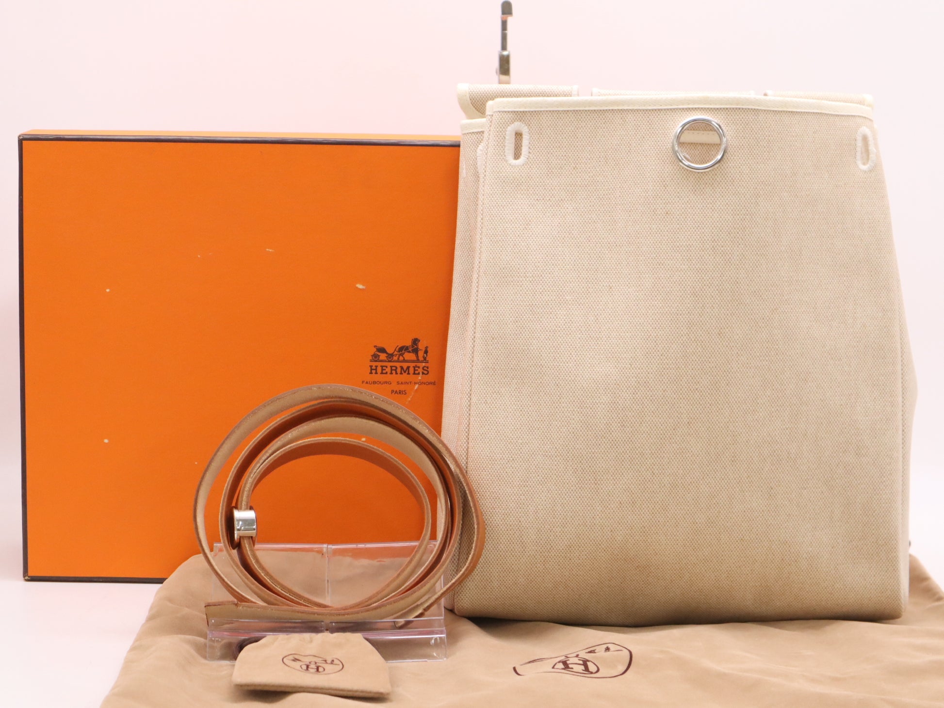 HERMES Toile Hail Bag, Replacement Bag Only, Box and Dust Bag Included