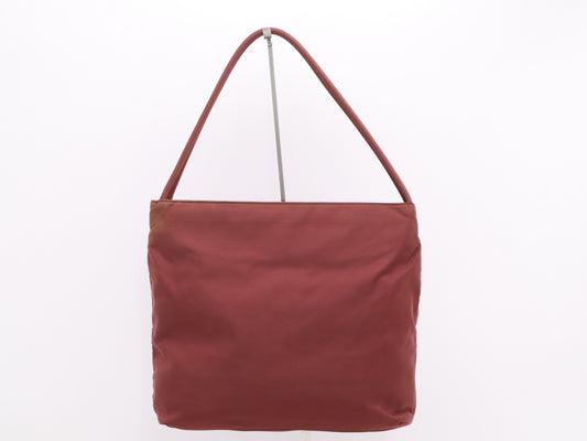 PRADA Nylon Triangle Logo Tote Bag Red Tote Bag