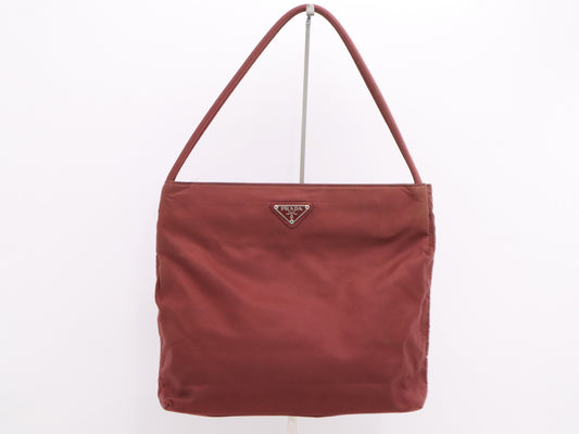 PRADA Nylon Triangle Logo Tote Bag Red Tote Bag