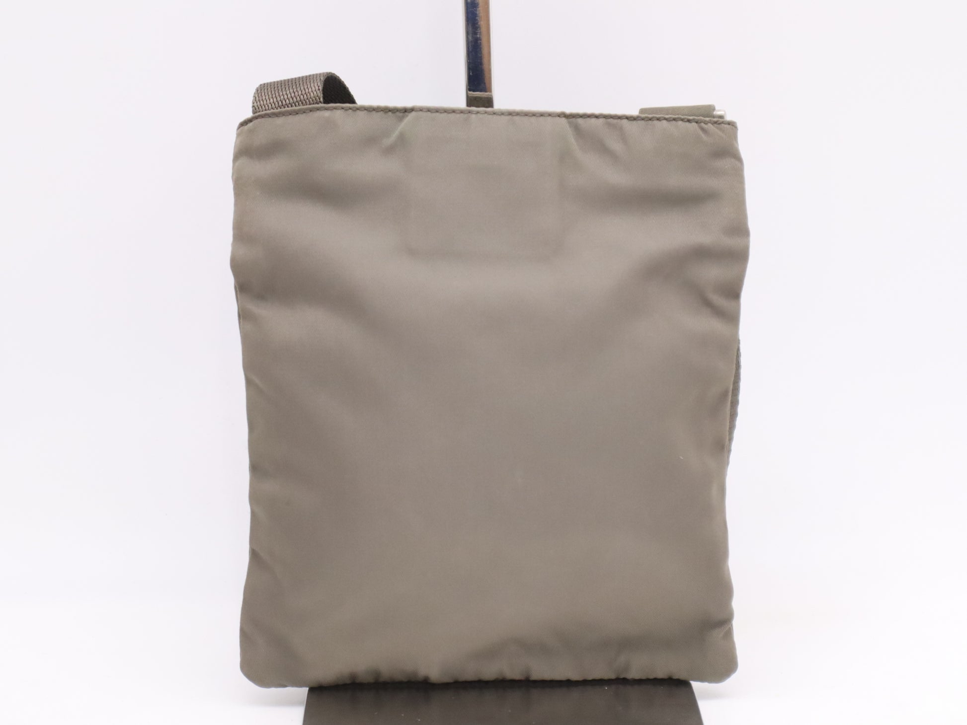 PRADA Nylon Triangle Logo Khaki Shoulder Bag