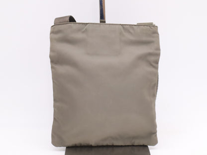 PRADA Nylon Triangle Logo Khaki Shoulder Bag