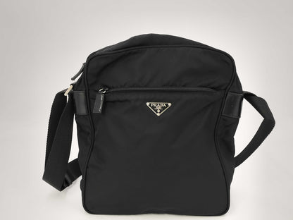 PRADA Nylon Triangle Logo Plate Shoulder Bag
