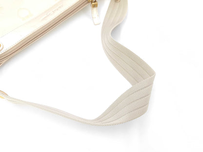 Salvatore Ferragamo AU-21/6342 Canvas and Leather Gancini Beige Shoulder Bag