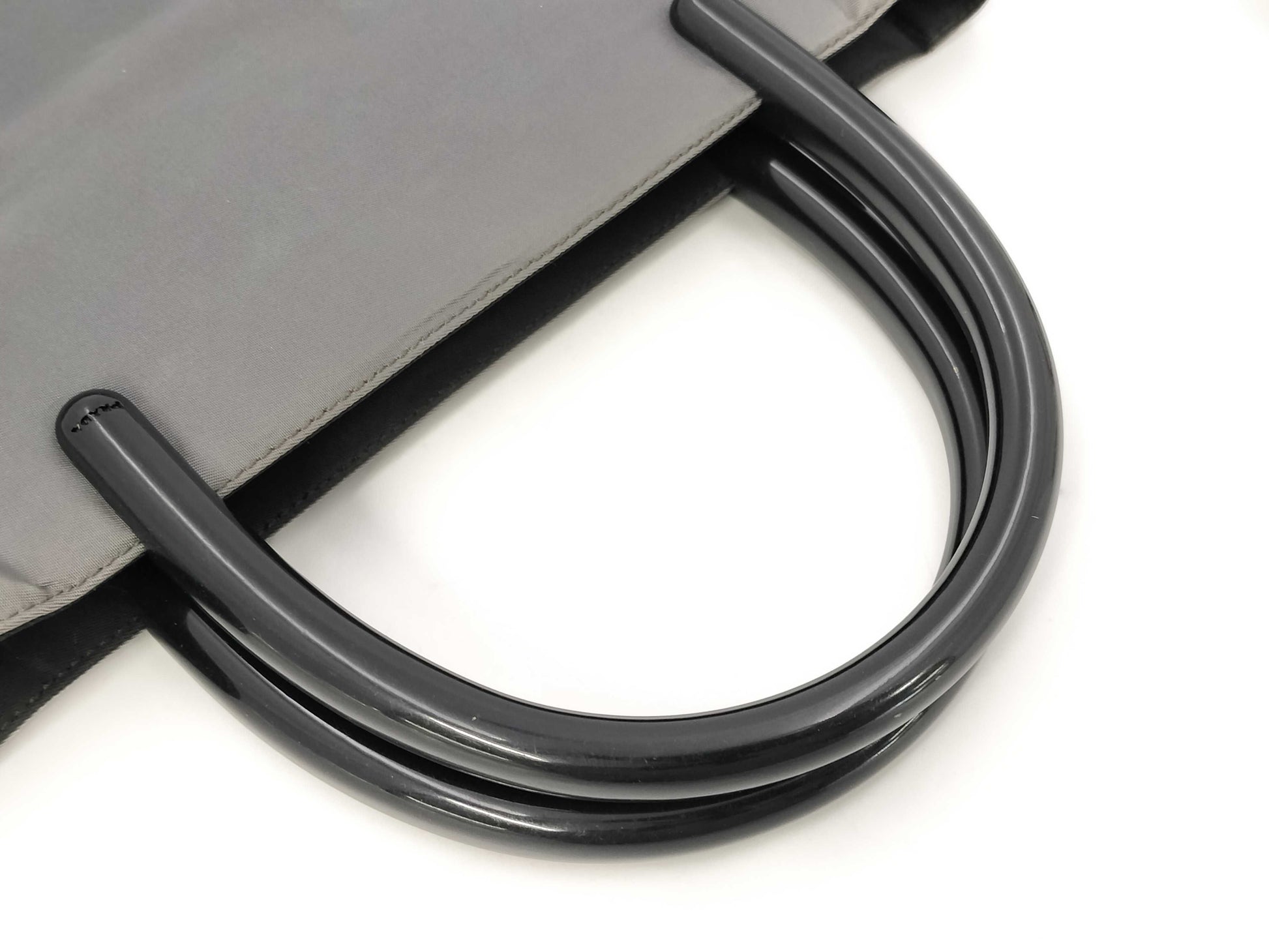 PRADA Nylon Top Handle Grey Handbag