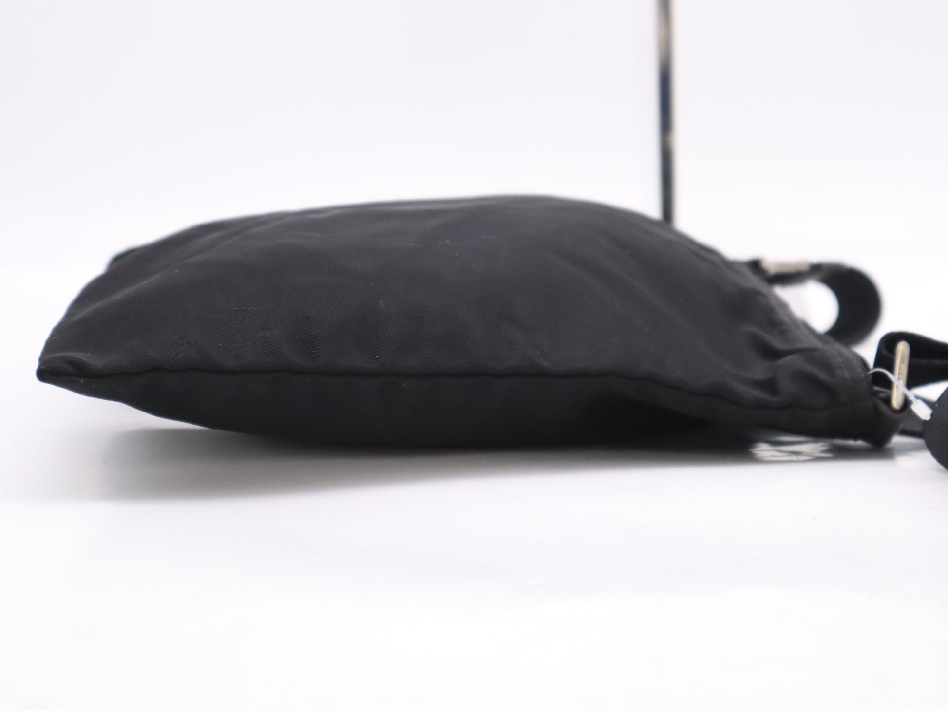 PRADA nylon triangle logo black shoulder bag