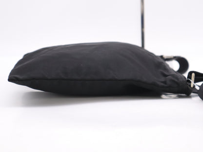 PRADA nylon triangle logo black shoulder bag