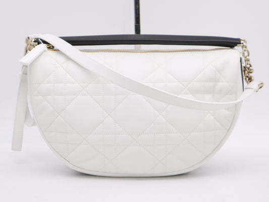 Dior VIBE Medium Hobo Cannage White Shoulder Bag