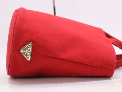 PRADA Canvas Canapa Red Handbag with Pouch and Dust Bag