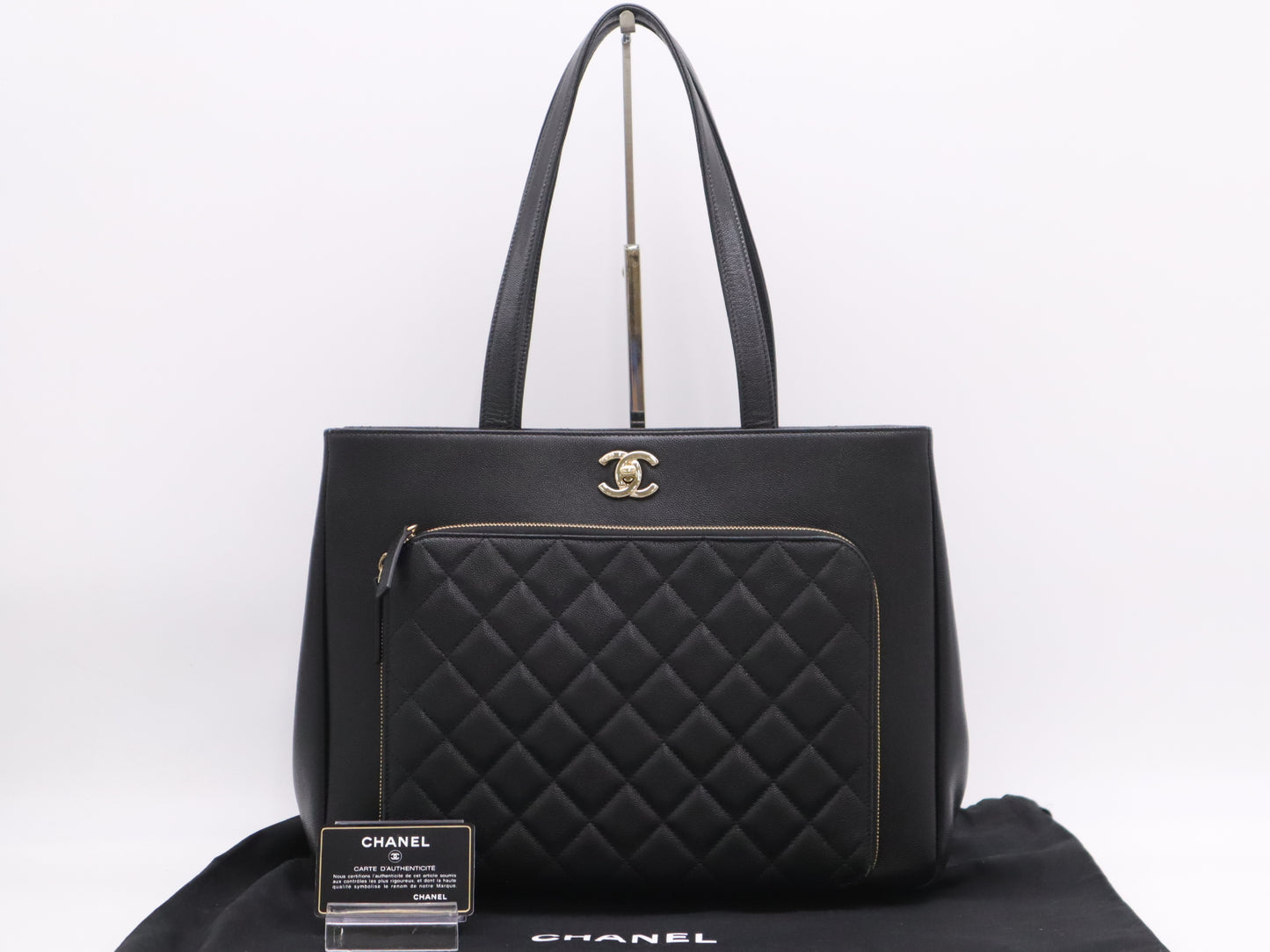 CHANEL Caviar Skin Cocomark Matrasse Business Affinity Tote Bag Black GD Fittings with Storage Bag Card Seal 23427878 Tote Bag