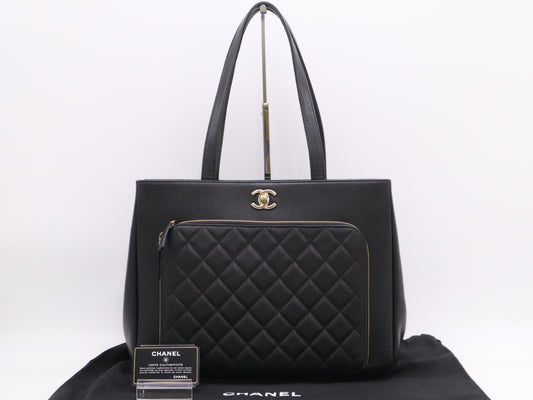 CHANEL Caviar Skin Cocomark Matrasse Business Affinity Tote Bag Black GD Fittings with Storage Bag Card Seal 23427878 Tote Bag
