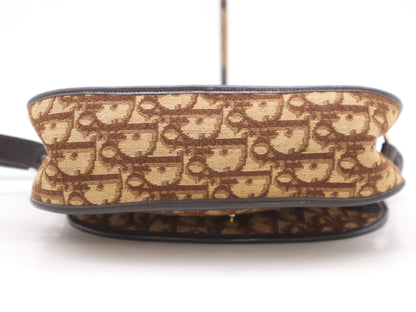 Dior Canvas Leather Trotter Beige Brown Shoulder Bag