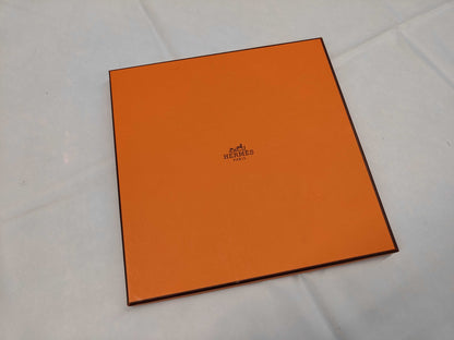 HERMES Silk Carré 90 Flora y Plata Scarf with Silver Flowers in Orange and Brown