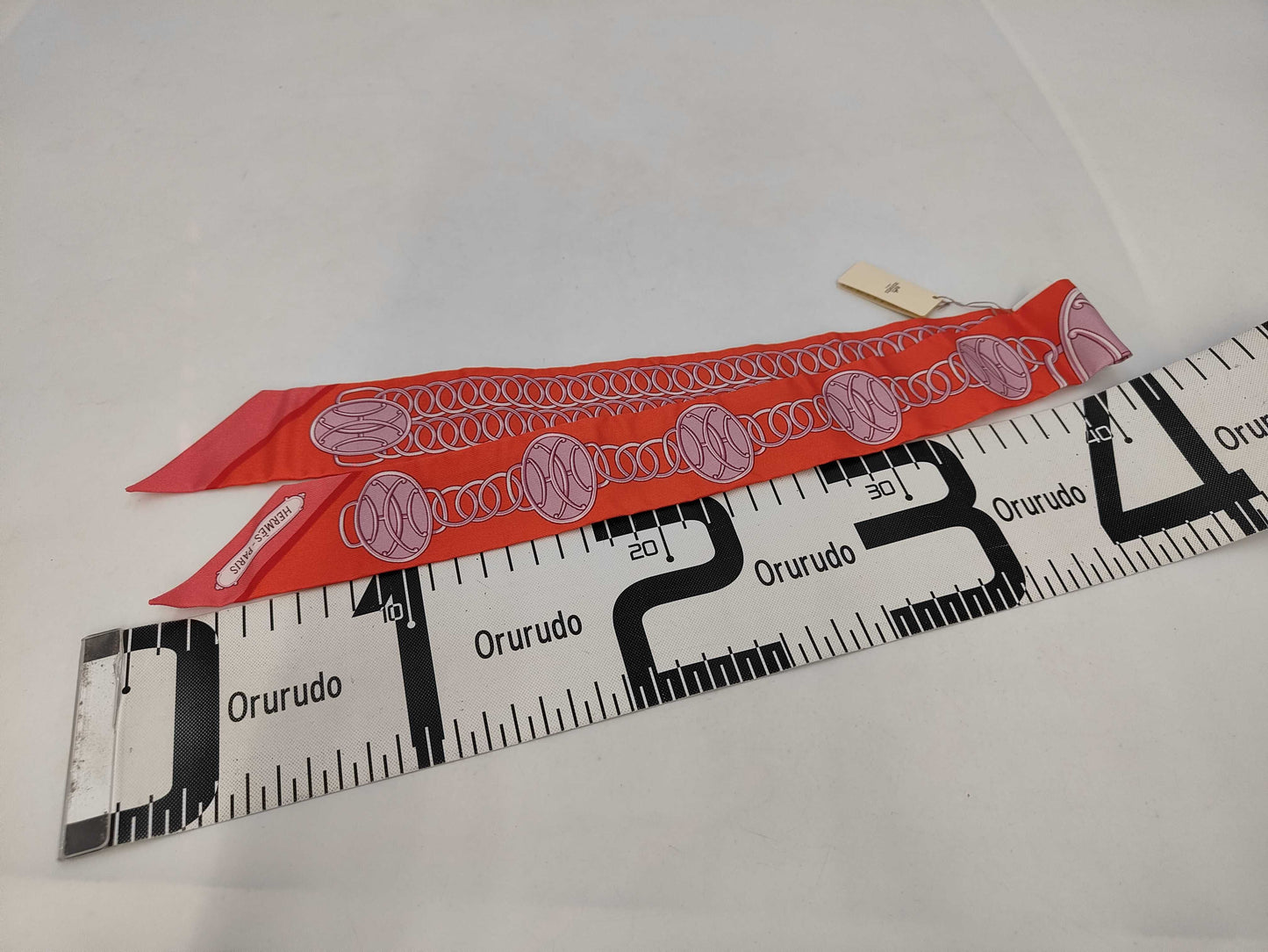 HERMES Silk Twilly Lift Profile Grenadine Corail Palme Scarf with Box