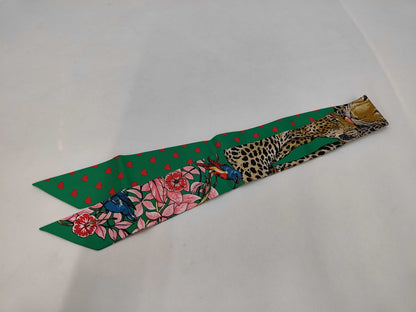 HERMES Silk Twilly Jungle Love Emeraude Green Scarf with Box
