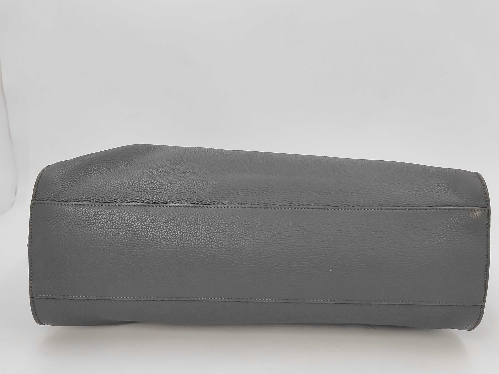 Yves Saint Laurent 631526 Leather Thin Large Sac de Jour Handbag in Grey with Cloche, Cadena, and Two Keys