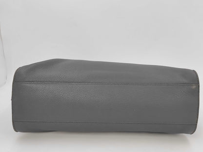 Yves Saint Laurent 631526 Leather Thin Large Sac de Jour Handbag in Grey with Cloche, Cadena, and Two Keys