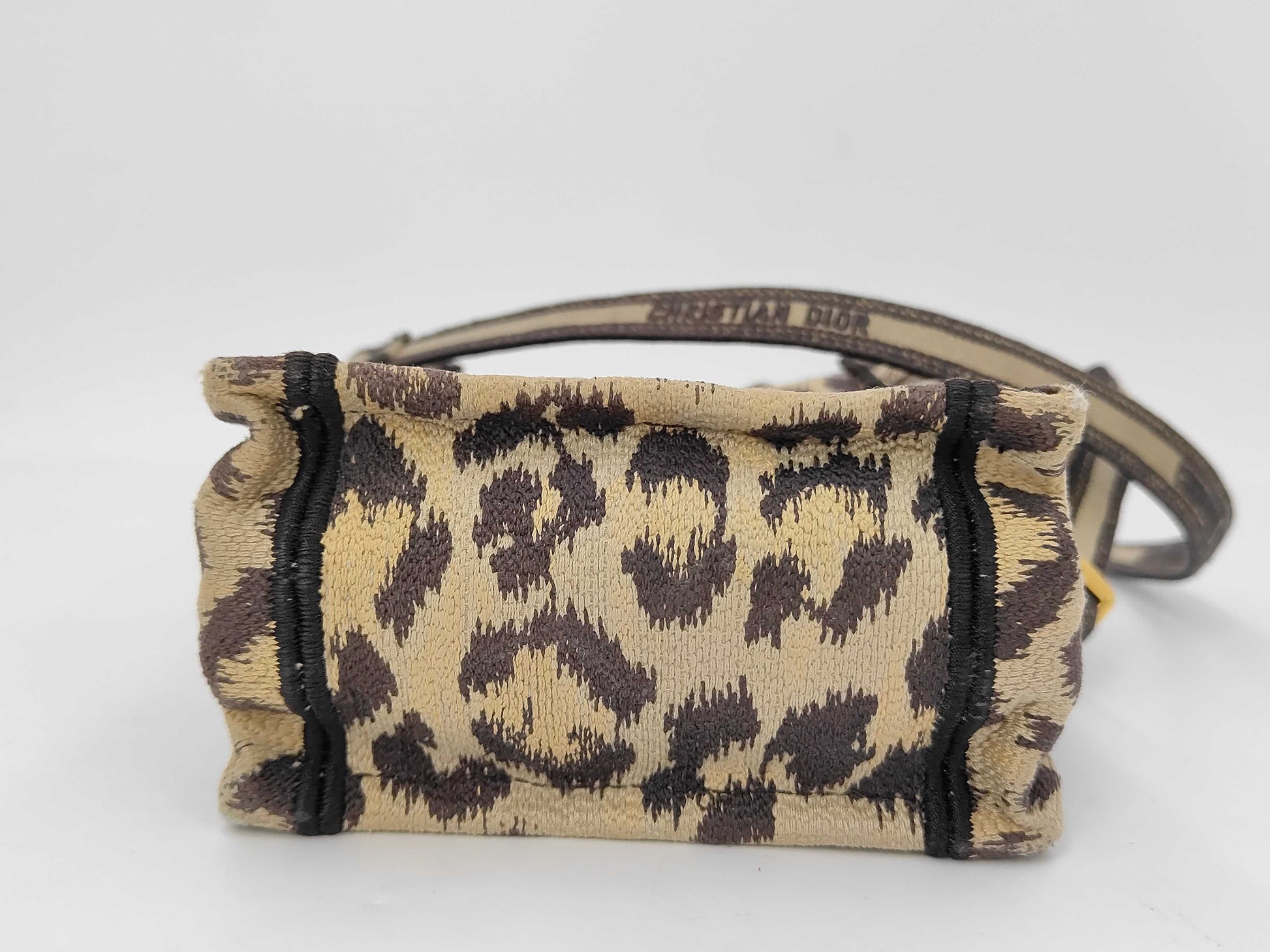 Dior Book Tote Mini Leopard Print 2-Way Handbag with Strap