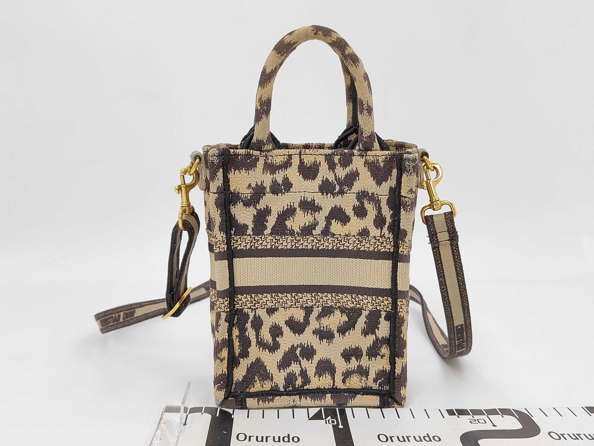 Dior Book Tote Mini Leopard Print 2-Way Handbag with Strap