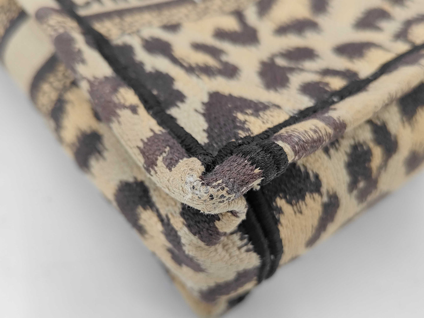 Dior Book Tote Mini Leopard Print 2-Way Handbag with Strap