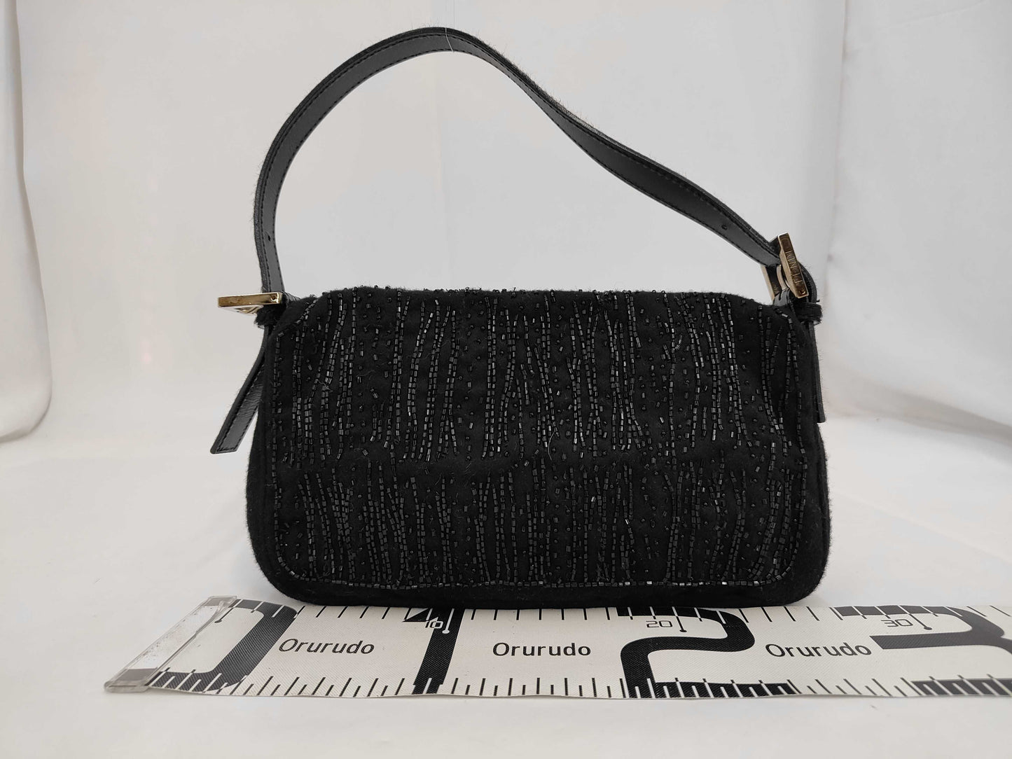 FENDI Beaded Mamma Bucket Black Shoulder Bag with Dust Bag