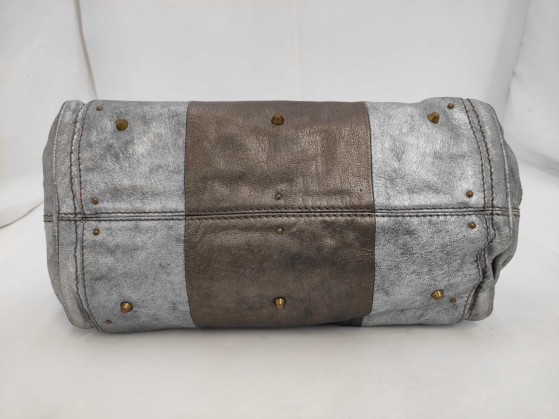 Chloe Leather Paddington Handbag in Silver with Padlock and Key