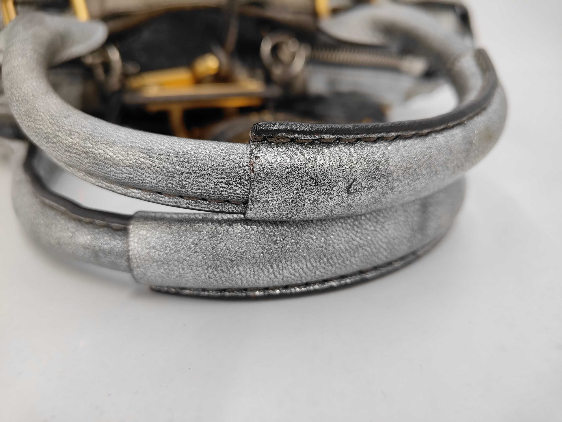 Chloe Leather Paddington Handbag in Silver with Padlock and Key