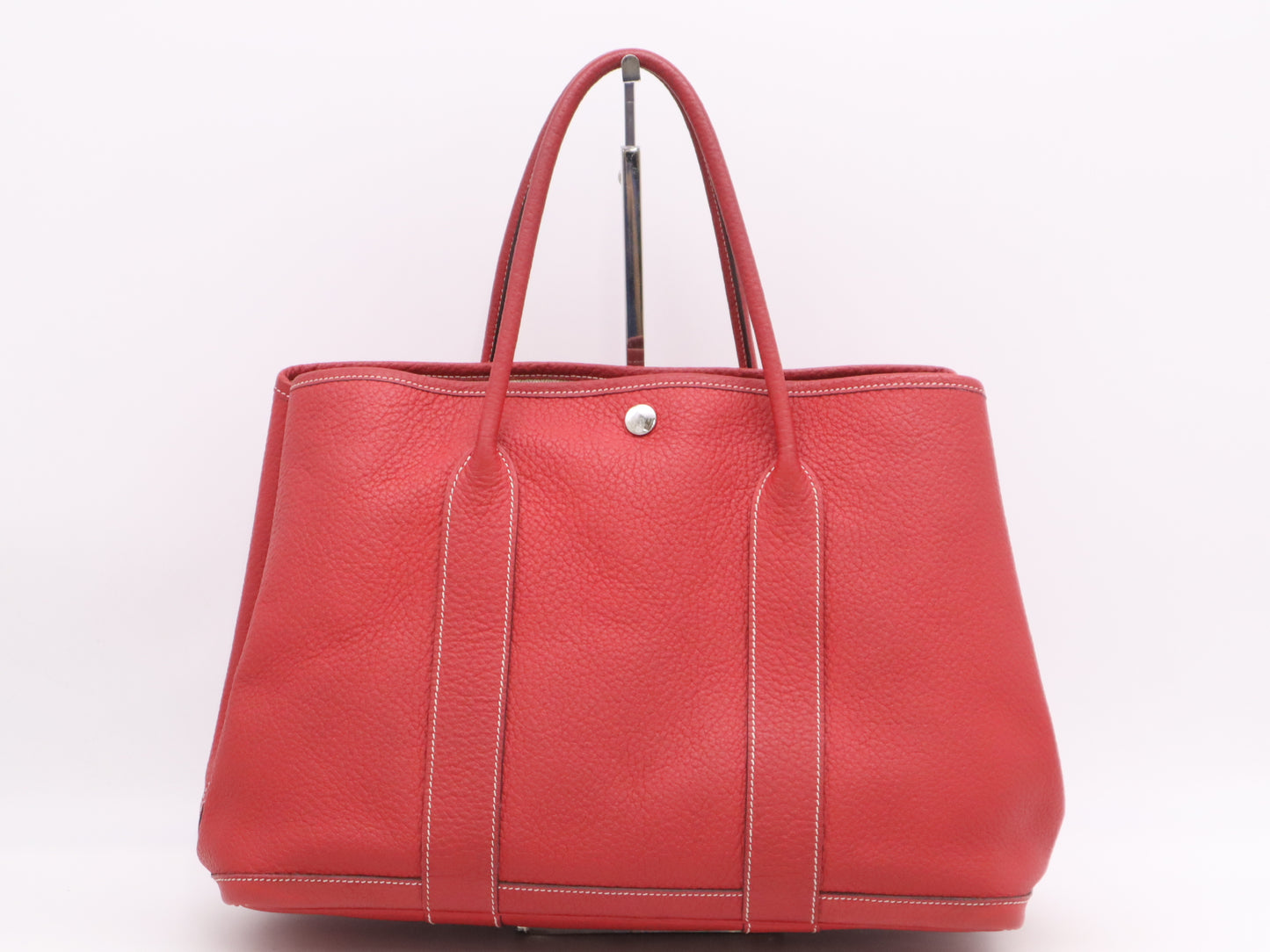 HERMES Negonda Garden Party PM Rouge Tote Bag with Dust Bag, Stamped with P