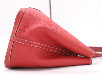 HERMES Negonda Garden Party PM Rouge Tote Bag with Dust Bag, Stamped with P